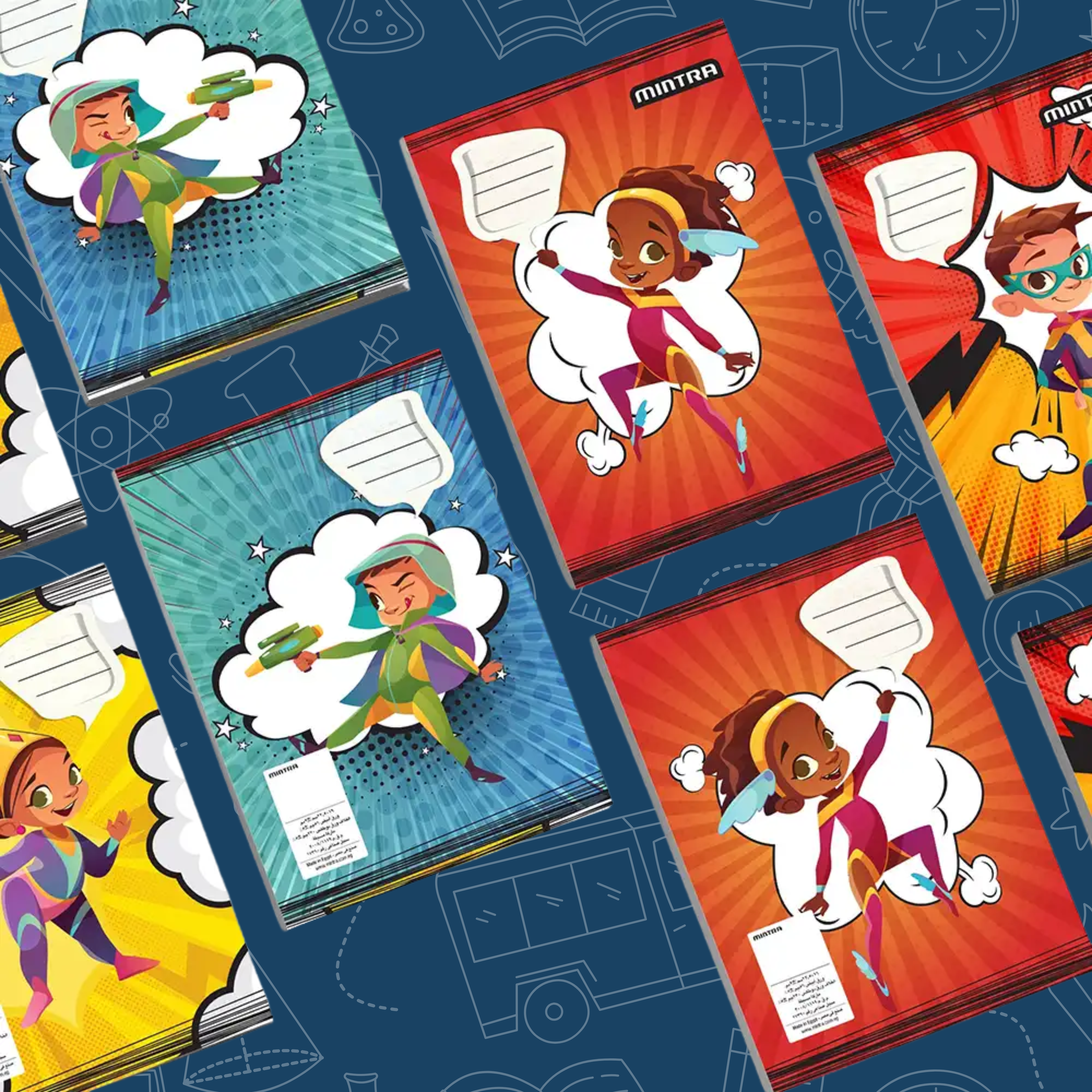 كشكول ملاحظات A5 مدبس 60 صفحة - مسطر (عبوة من 4)