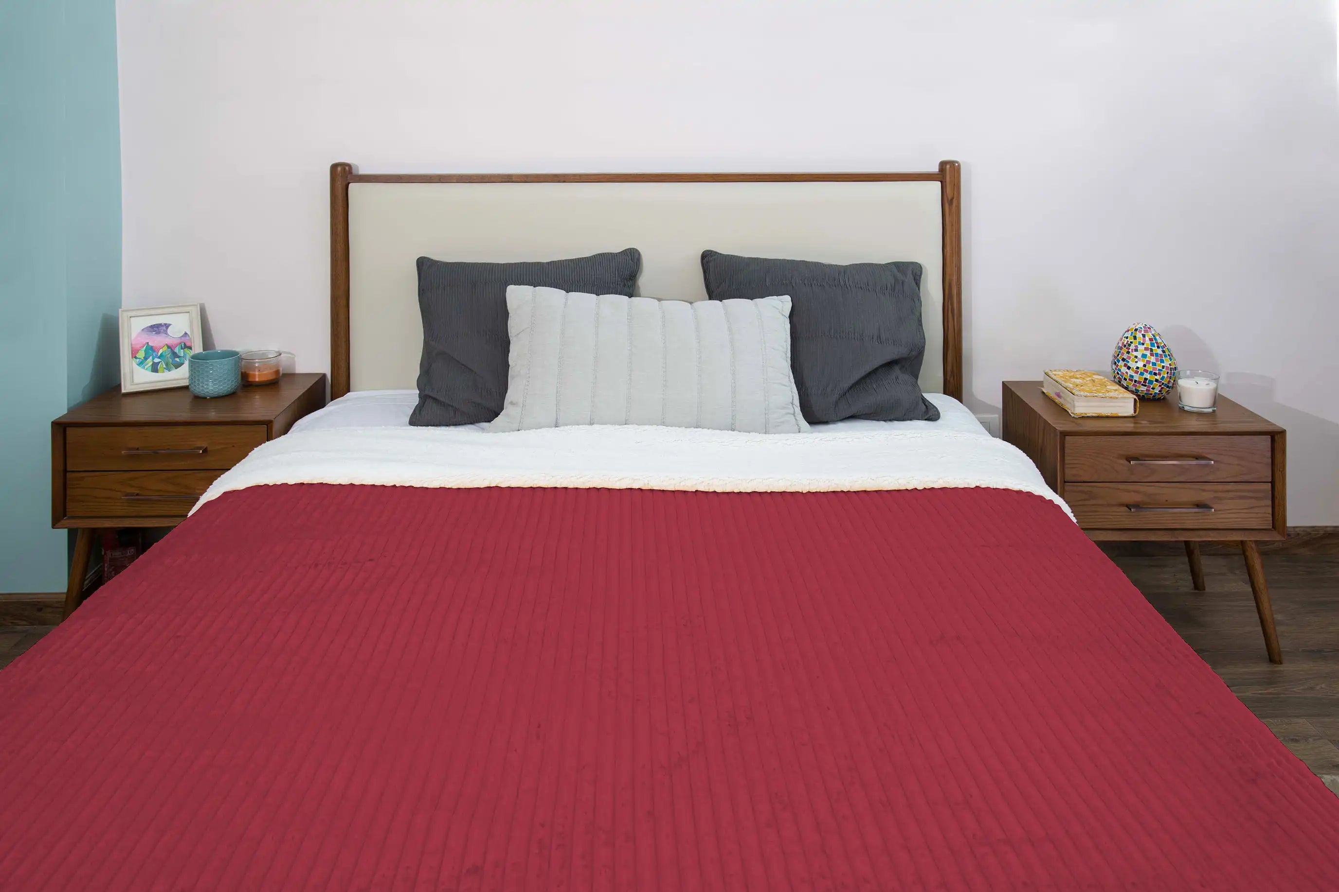 Striped Double Side Fleece/Sherpa Blanket (180 x 220)