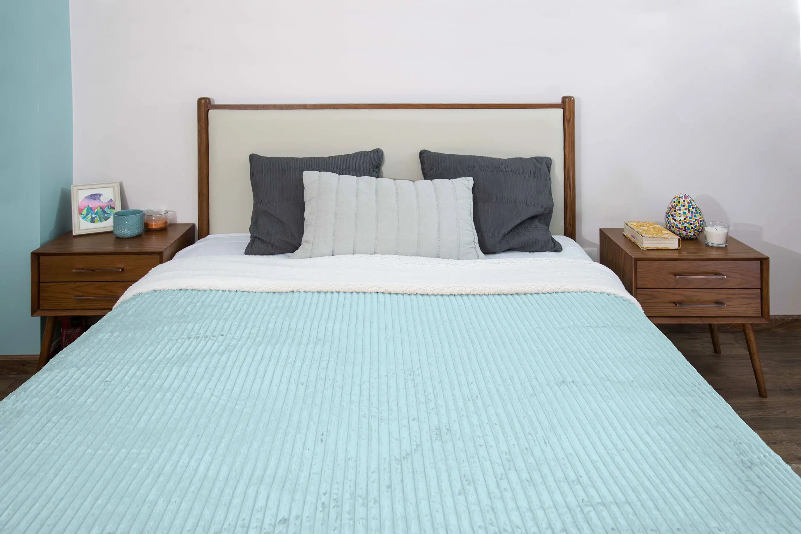 Striped Double Side Fleece/Sherpa Blanket (180 x 220)