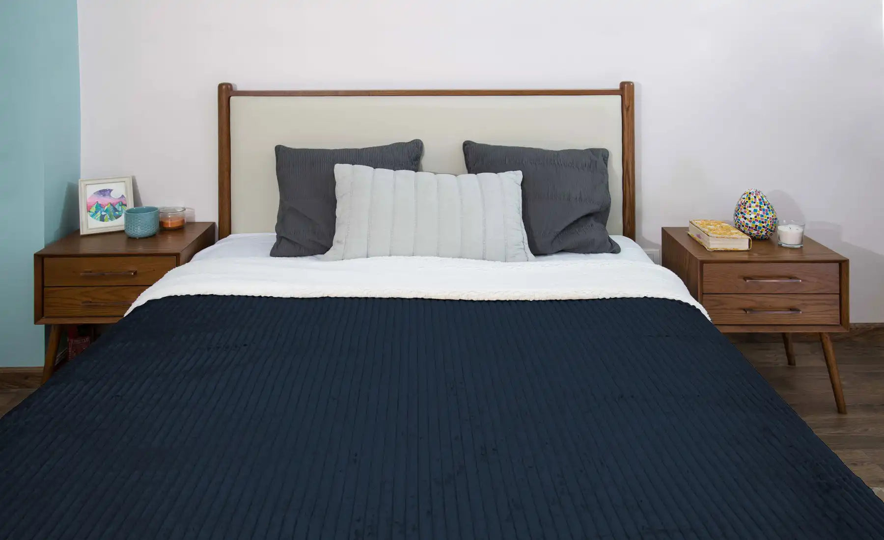 Striped Double Side Fleece/Sherpa Blanket (220 x 240)