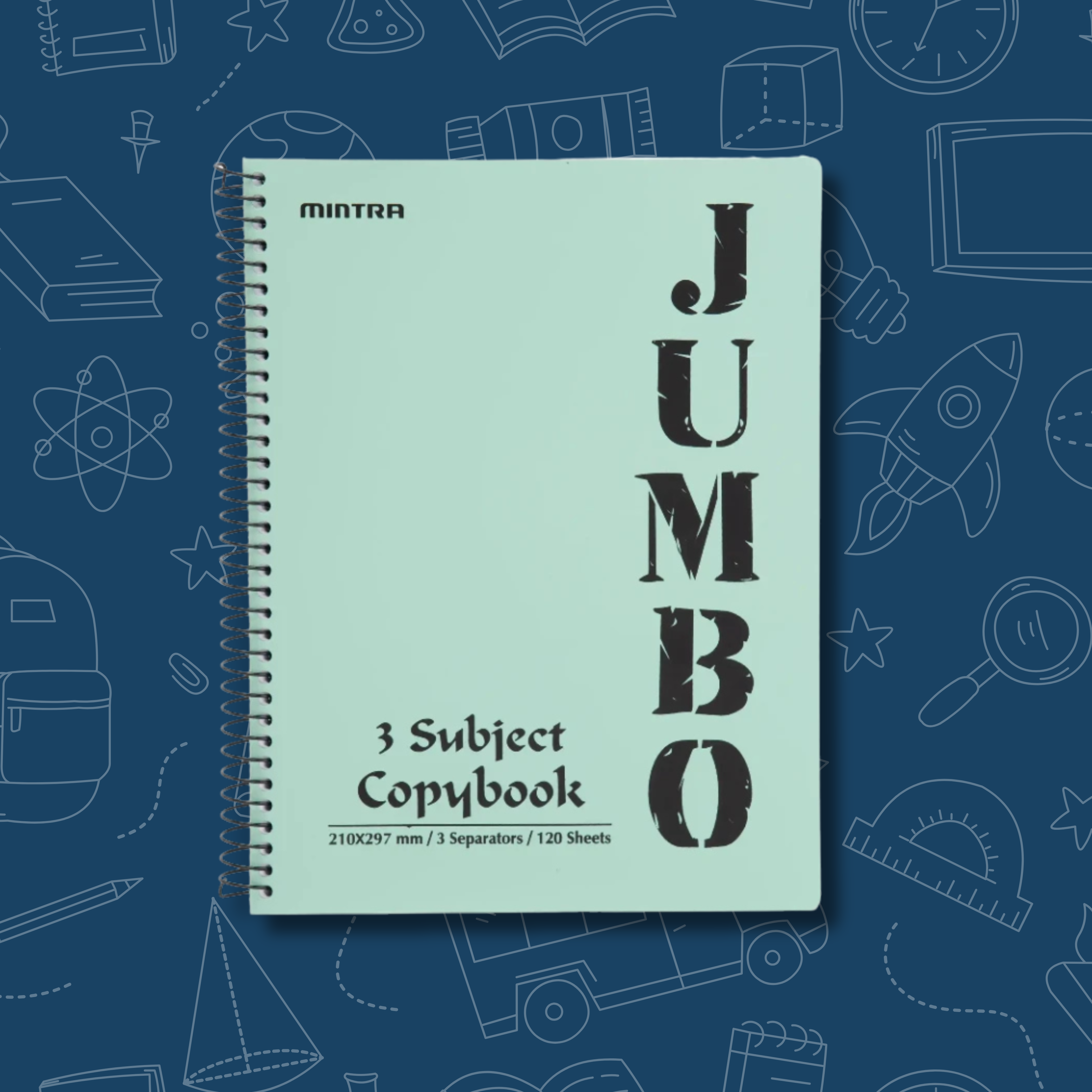 A4 Jumbo Notebook Sage Green ( 3, 5, 6 Subjects )