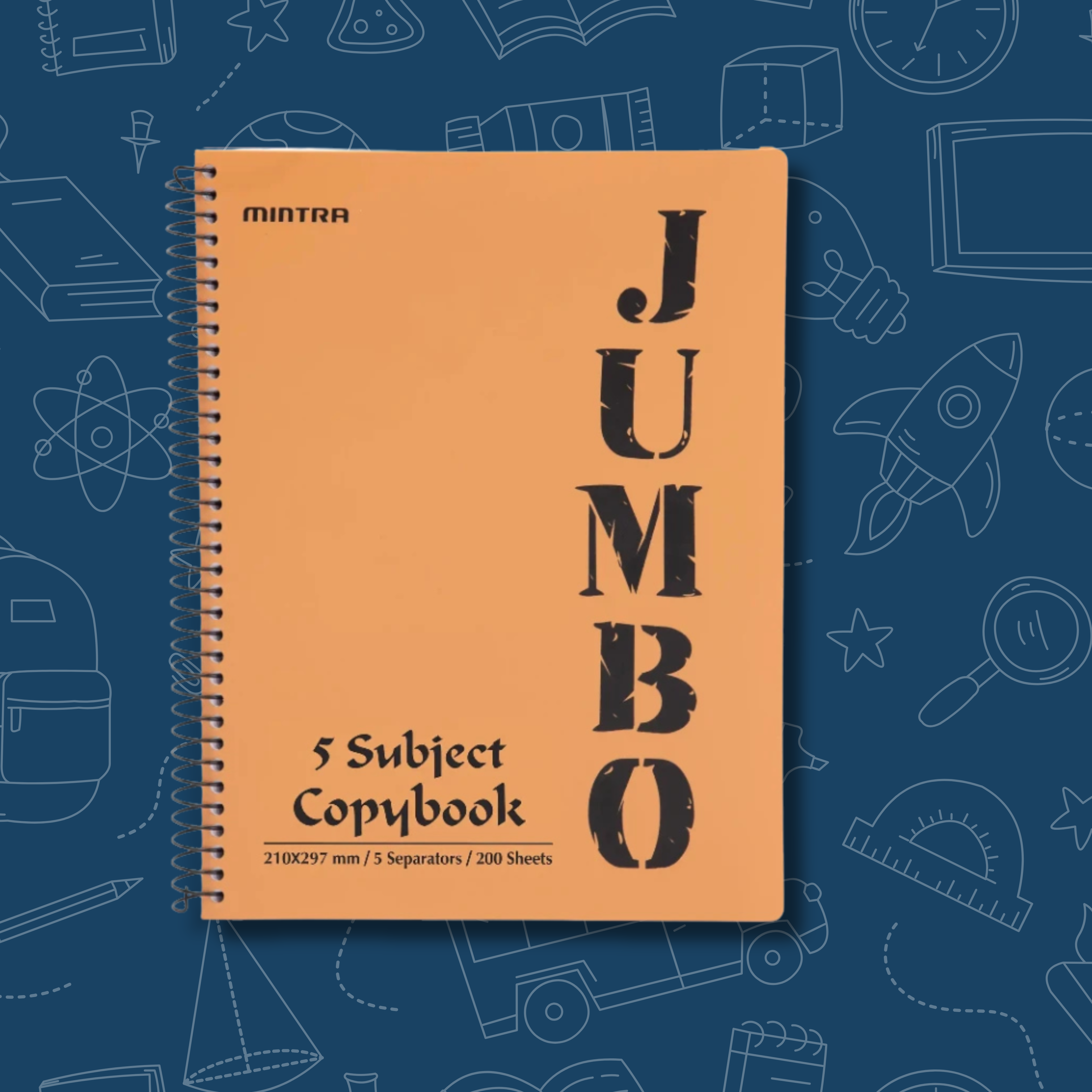 A4 Jumbo Notebook Peach Orange ( 3, 4, 5, 6 Subjects )