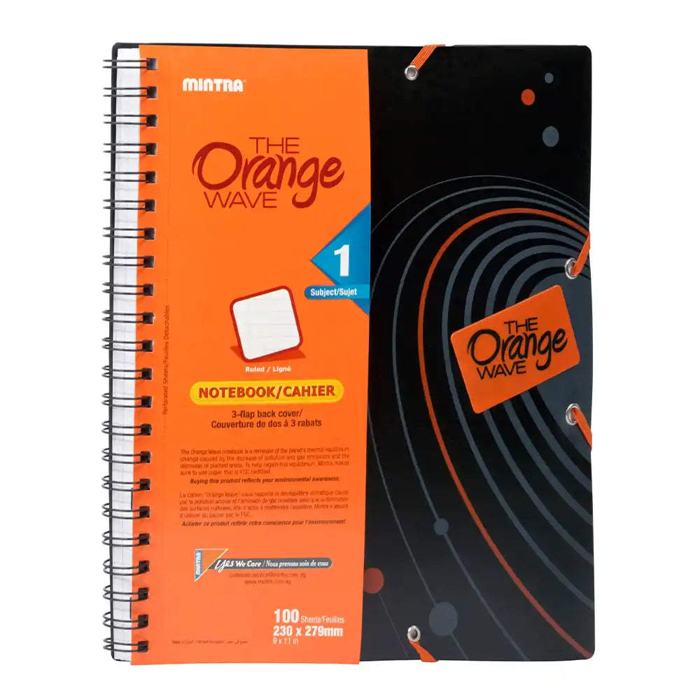 Orange Wave Notebook Seyes (1, 3, 5 Subjects)