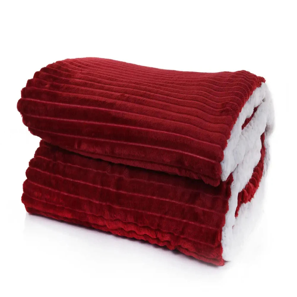 Striped Double Side Fleece/Sherpa Blanket (220 x 240)