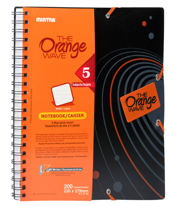 Orange Wave Notebook Lined (1, 3, 5 Subjects)