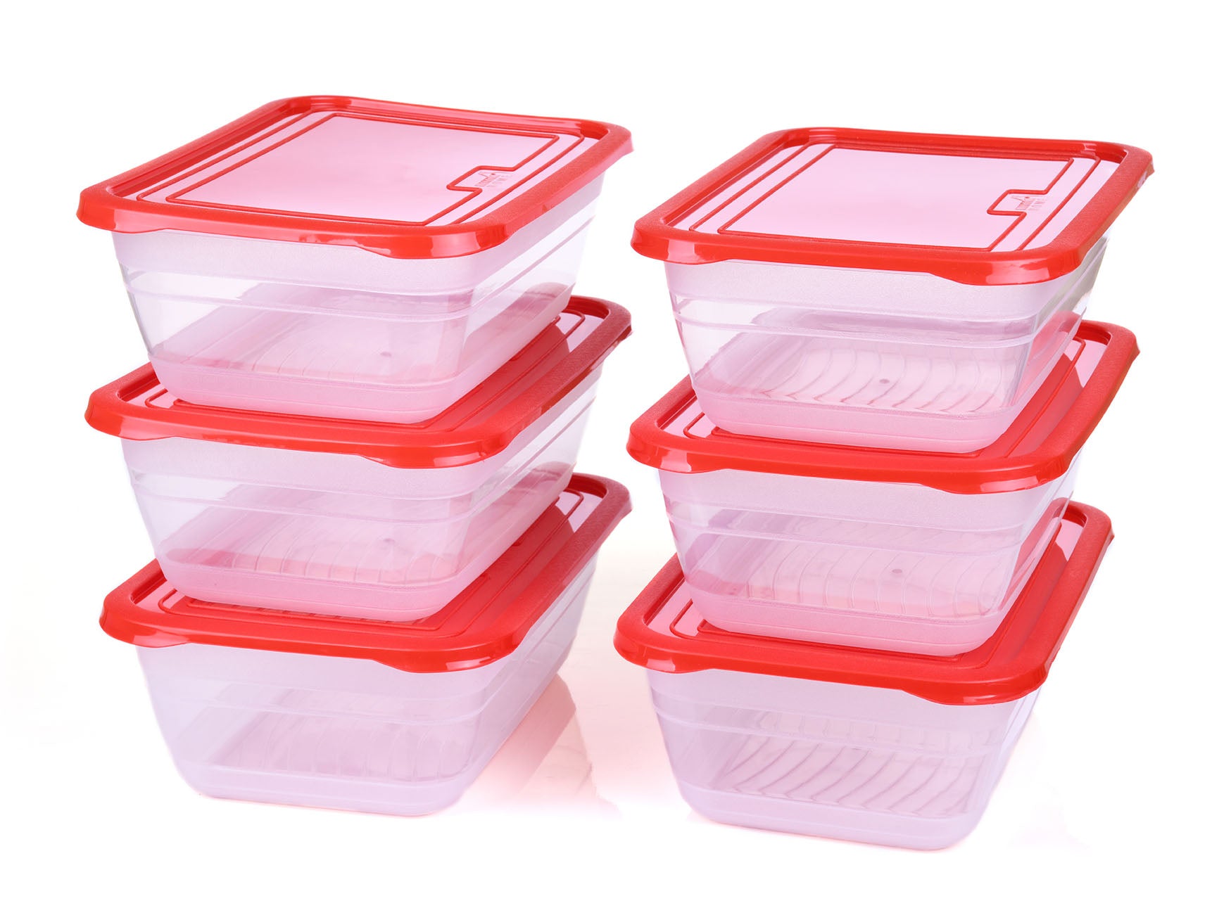 Mintra Home - Plastic Bowls with Covers 4 Pack Red
