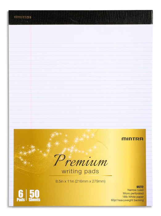 White Premium Pad (6 Pack) Wide Ruling